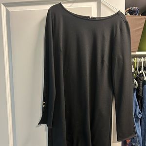 Boat neck 3/4 length sleeve Ann Taylor Factory black dress